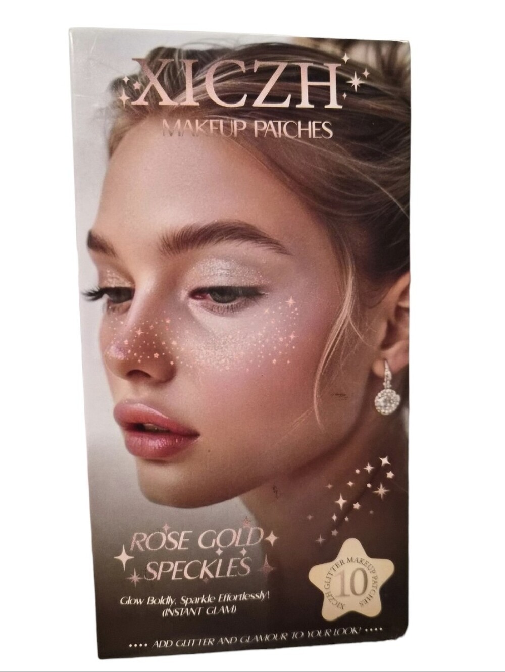 XICZH Rose Gold Freckles Makeup Patches Glitter Temporary Freckles 10 Pcs